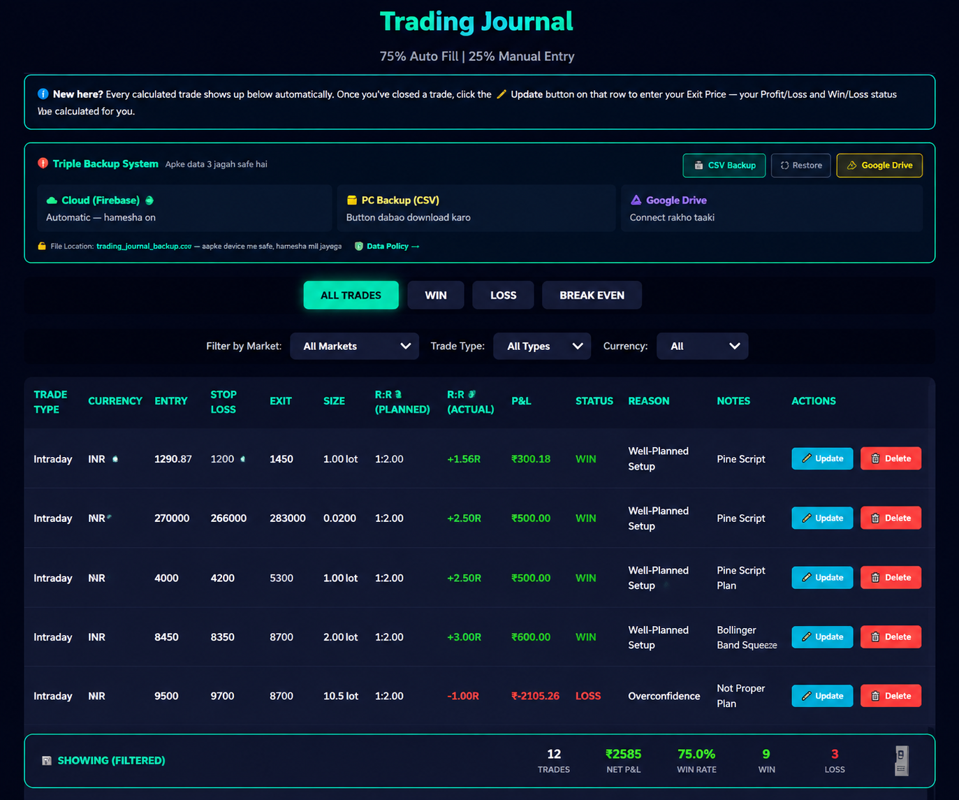 Trade Calc Master Trading Journal